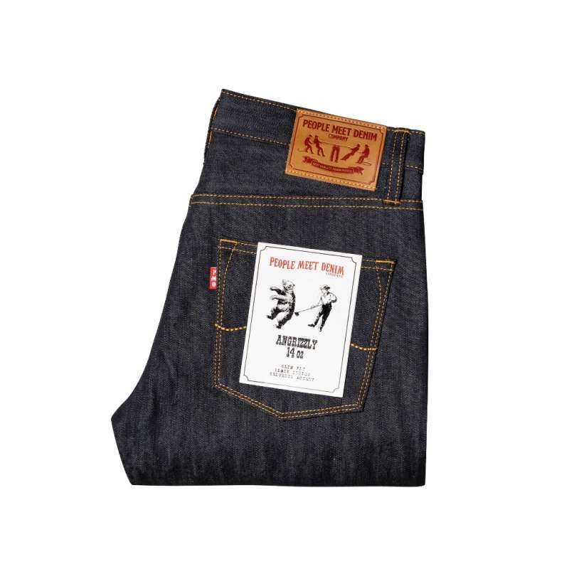PMD CO ANGRIZZLY 14oz Extra Deep Indigo Denim Selvedge Accent  Slim Fit
