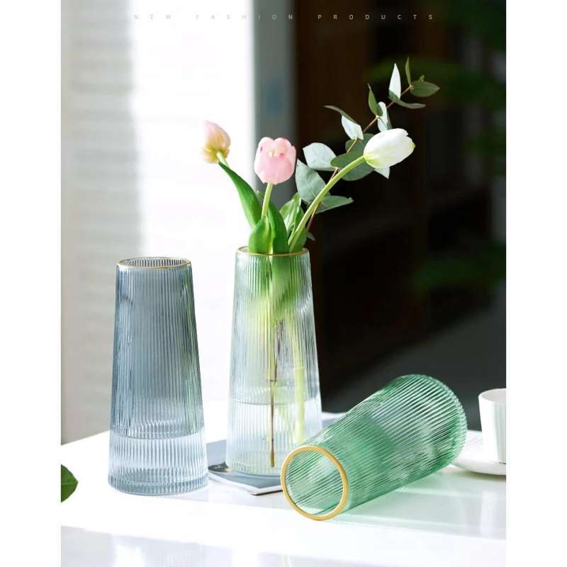 Jual Light Luxury Vas Bunga Dekorasi Interior Ruang Tamu Motif Vertikal