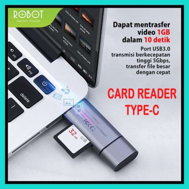 Promo ns card reader type c usb 3 0 2in1 robot otg type c cr202