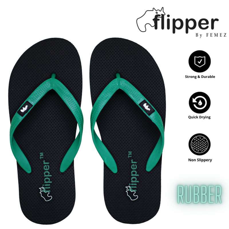 ORIGINAL LOKAL BRAND FLIPPER BY FEMEZ Sandal Jepit Japit Pria Karet Rubber Type Cula Hitam Kuning