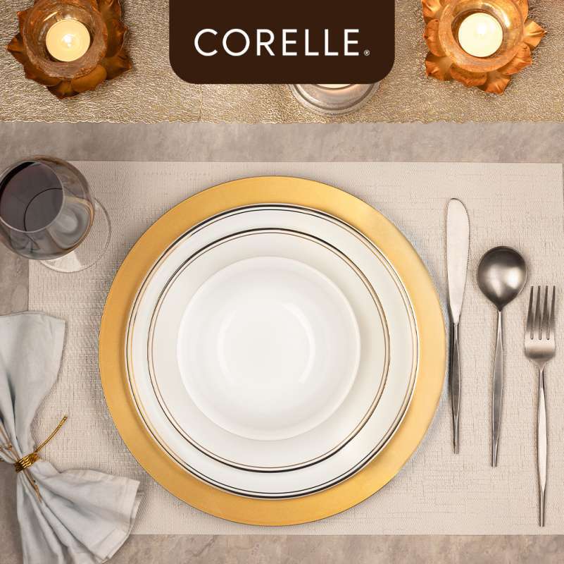 Corelle Market Street Gold Dinner Plate Set Piring Makan 2Pcs