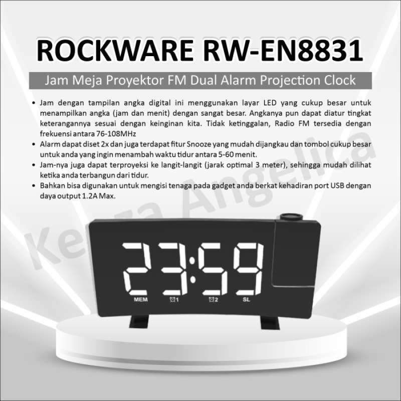 Jual Rockware Rwen8831 Jam Meja Proyektor Fm Dual Alarm Projection