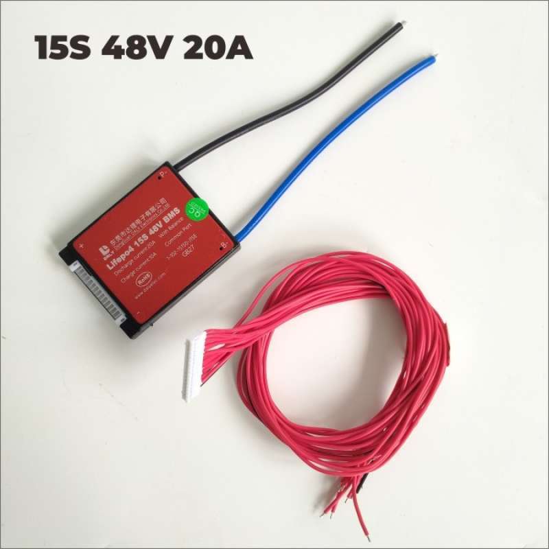 BMS LiFePo4 15S 48V 60A Per Batterie Al Litio – Scheda Di Protezione Con Porta Comune, Sonda Temperatura E Bilanciamento