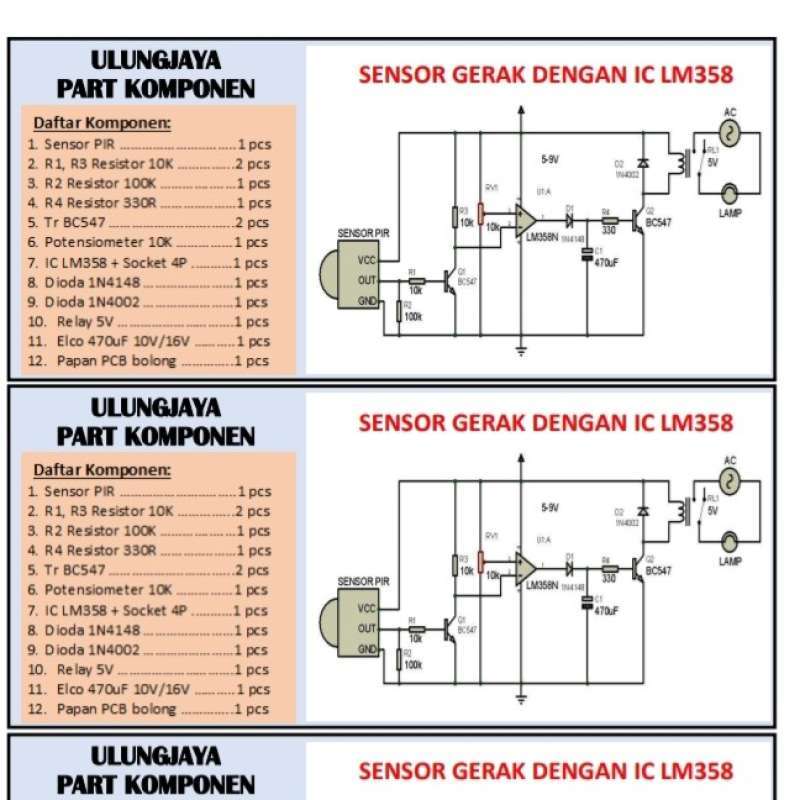 Jual Skema Rangkaian Module Sensor Gerak Ic Lm358 Paket Komplit ...