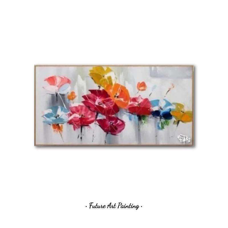 Jual Lukisan Bunga Aesthetic Pajangan Dinding Ruang Tamu Plus Frame