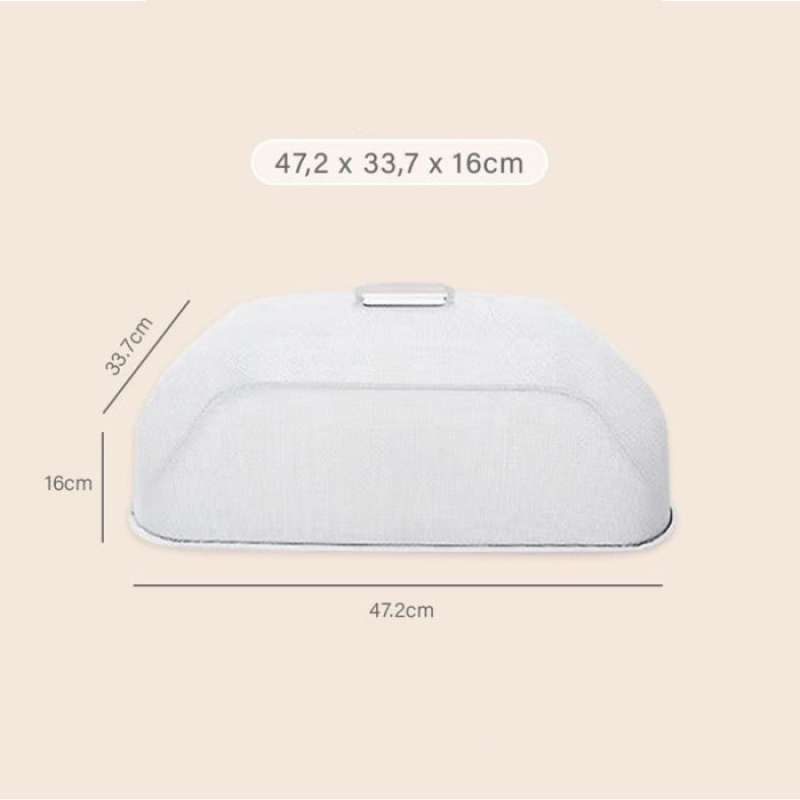 Jual Tudung Saji Kotak Bulat Jaring Transparan Estetik Stainless Anti