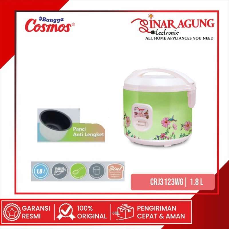Promo Cosmos Crj3123wg /crj-3123 Wg Rice Cooker 1.8 L /3 In 1 Garansi ...
