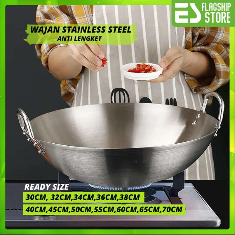 Promo Kuali Wajan Stainless Steel 304 Kuat Anti Lengket Panas Lebih