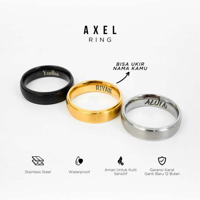 Promo - Axel Ring - Cincin Bebas Custom Nama Pria Wanita Anti Karat ...