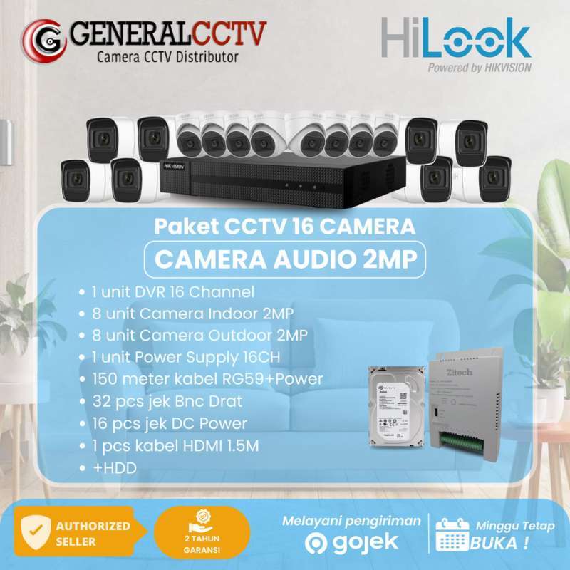 Paket CCTV Hilook 16 Camera 2MP Turbo HD Audio Camera