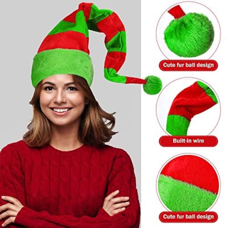 Sunshane 4 Pieces Christmas Elf Kits Include Elf Aprons And Elf Hats For Christmas Party Costume Supplies (Red And Green)