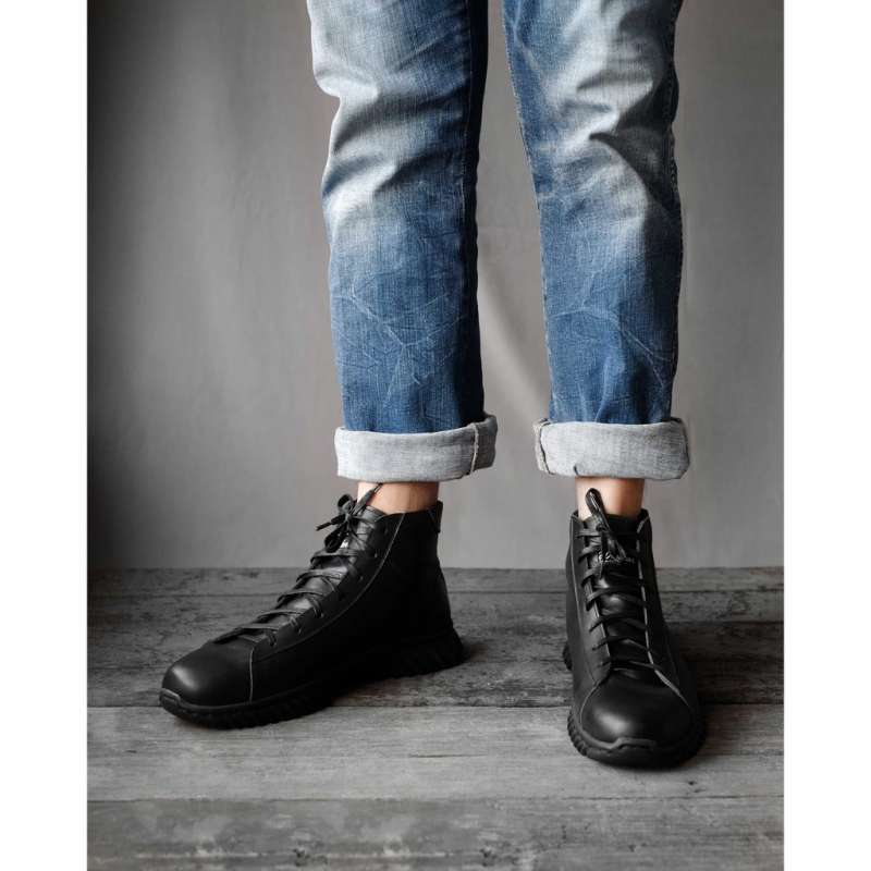 MIVSSO Sepatu Boot Kulit Pria ARTO CH BLACK