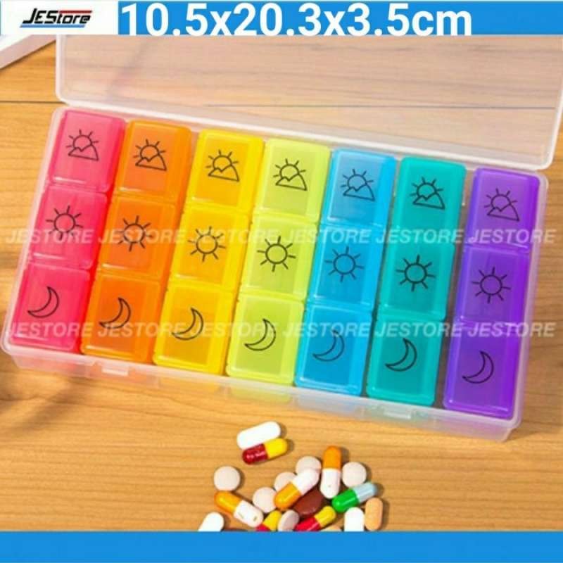 Promo Kotak Vitamin 21box 7color Medicine Box Obat Tempat Kotak Vitamin ...