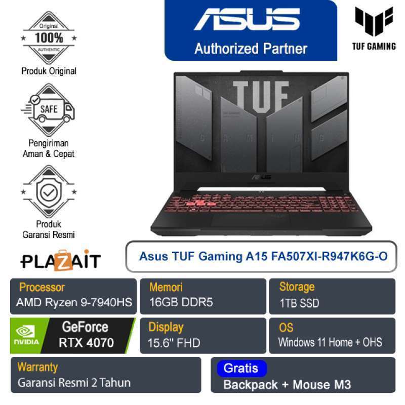 Jual Asus Tuf Gaming A15 Fa507xi-r947k6g-o/amd Ryzen 9-7940hs/16gb/1tb ...