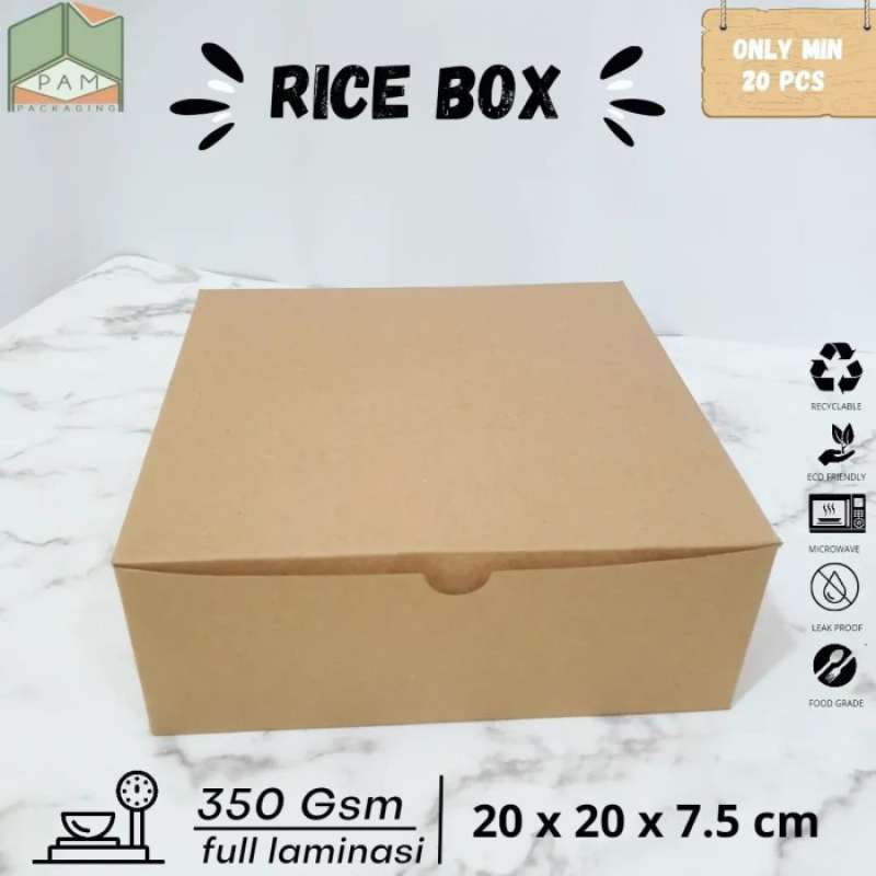 Kraft Box Rice Promo Gojek Only Paper Rice Box Nasi Makanan Kraft Tebal 20 X 20 Large ...