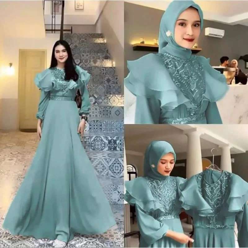 Jual Gaun Pesta Muslimah Leghan Dress Pesta Mewah Elegan Gamis Di ...