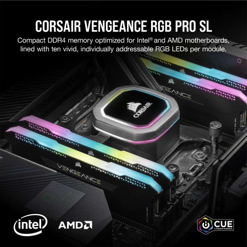 Kit de mémoire VENGEANCE RGB PRO SL 32 GO (2 x 16 GO) DDR4 DRAM 3 600 MHz C18 – Noir Kit de mémoire VENGEANCE RGB PRO SL 32 GO (2 x 16 GO) DDR4 DRAM 3 600 MHz C18 – Noir