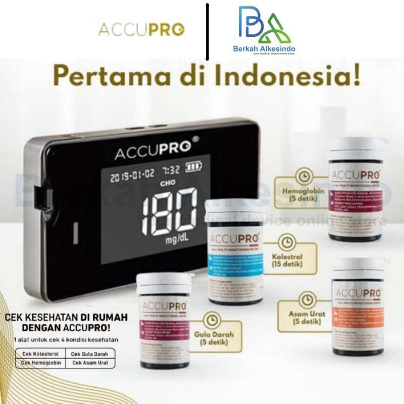 Promo Accupro 4 In 1 Alat Cek Kolesterol Gula Darah Asam Urat
