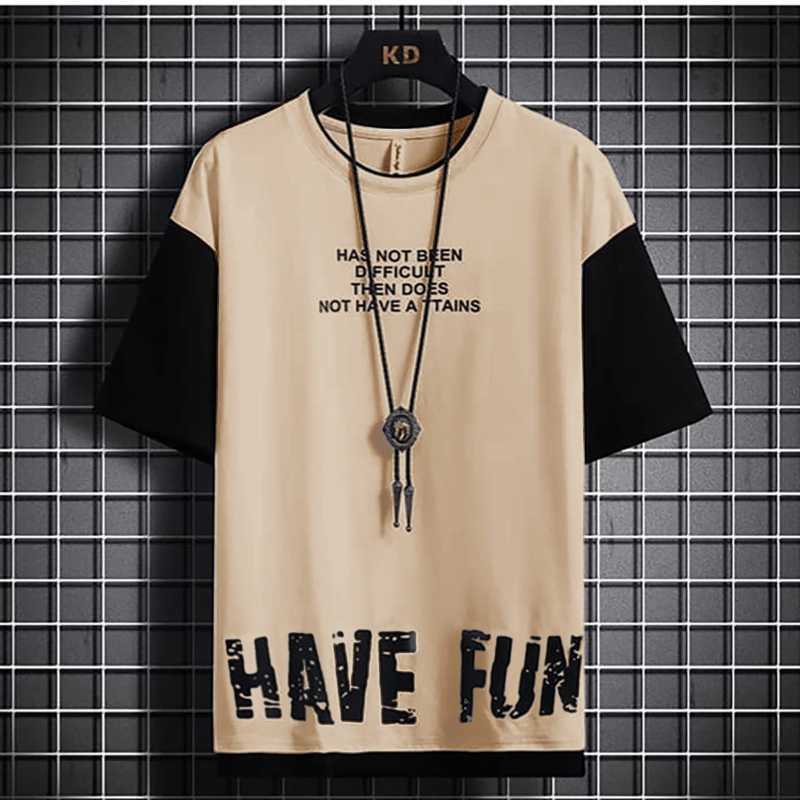 ALEXA Pakaian Pria Atasan Baju Kaos Have Fun Lengan Pendek Kasual