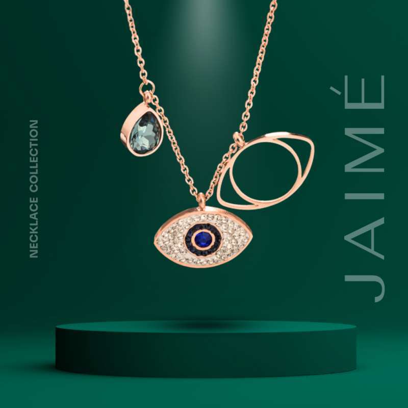 Promo Jaime Ondine Kalung Wanita Mata Rose Gold Zirconia Anti