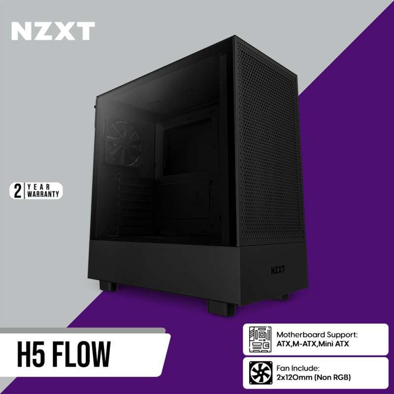 Jual Nzxt H5 Flow Compact Midtower Airflow Atx Case Black Di Seller Gamer