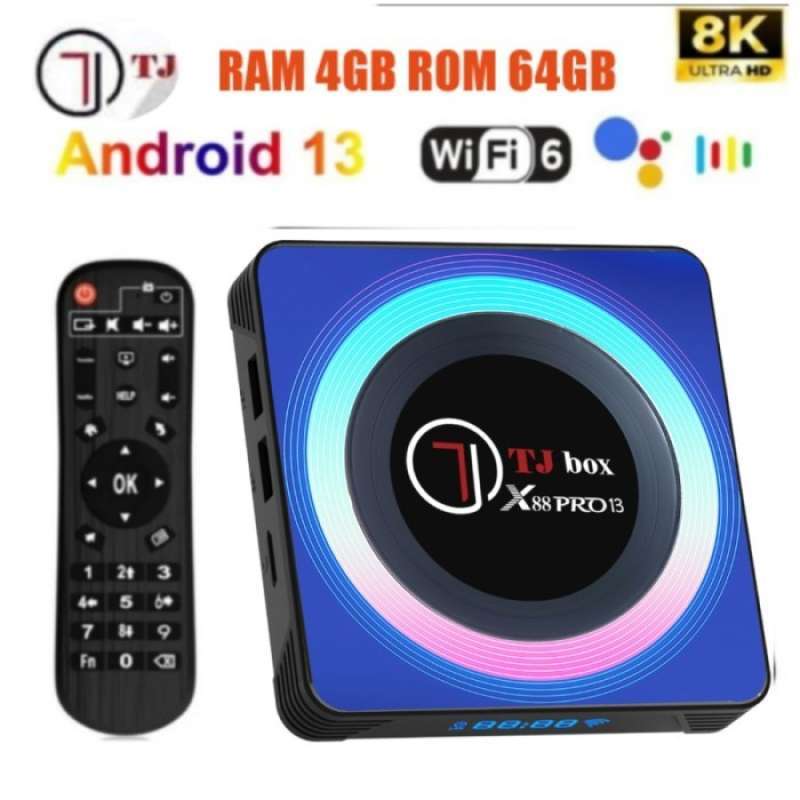 Android 13.0 TV Box, X88 PRO 13 4 GB RAM 64 GB ROM RK3528 Quad-Core WiFi6 Dual Band 2.4G/5.8G BT5.0 8K HDR10 Ultra HD USB3.0 Smart Home Player