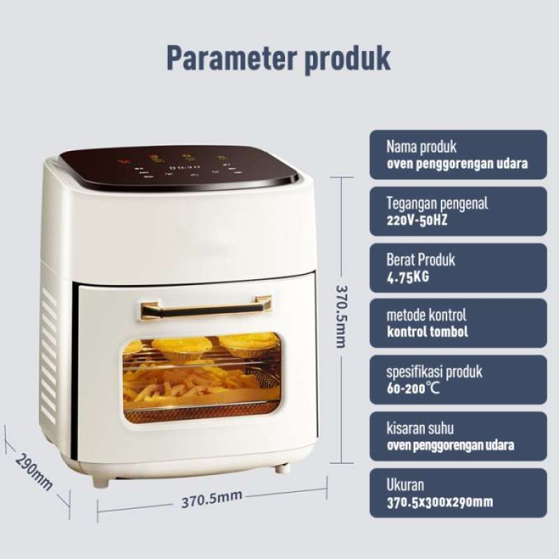Jual Air Fryer 15l 1400 Low Watt Hemat Listrik Anti Lengket Mesin Di