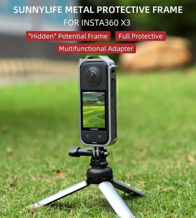 Cage Protection Alliage Aluminium Pour Insta360 X3 - Avec Sabot Froid - Dissipation Thermique