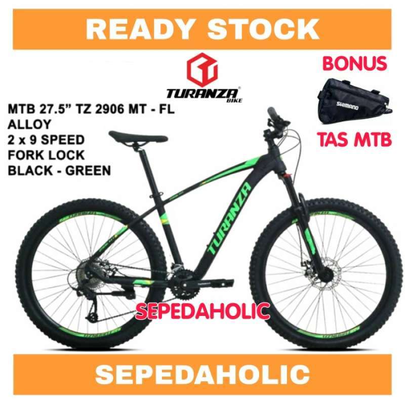Promo Promo Sepedaung 27.5 Inch Mtb Turanza Tz 2906 Mt Fl Alloy 18 Speed Black Green Bonus Tas Mtb Diskon 50 Di Seller Bayanaka Rawa Buaya Kota Jakarta Barat Blibli