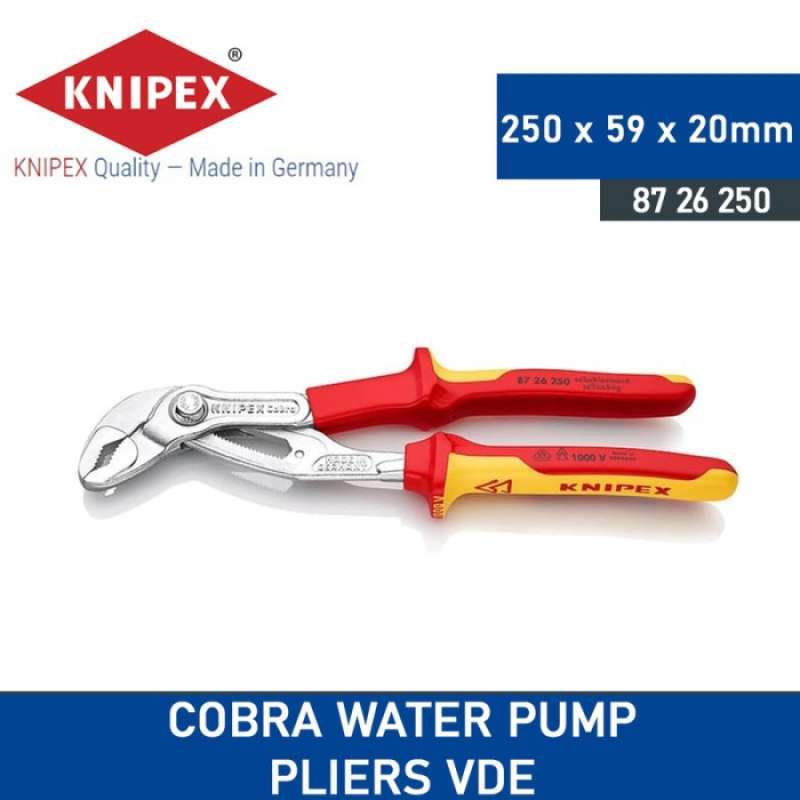 KNIPEX Cobra Hightech-waterpomptang verchroomd met antslip kunststof bekleed 125 mm, 87 03 125 KNIPEX Cobra Hightech-waterpomptang verchroomd met antslip kunststof bekleed 125 mm, 87 03 125