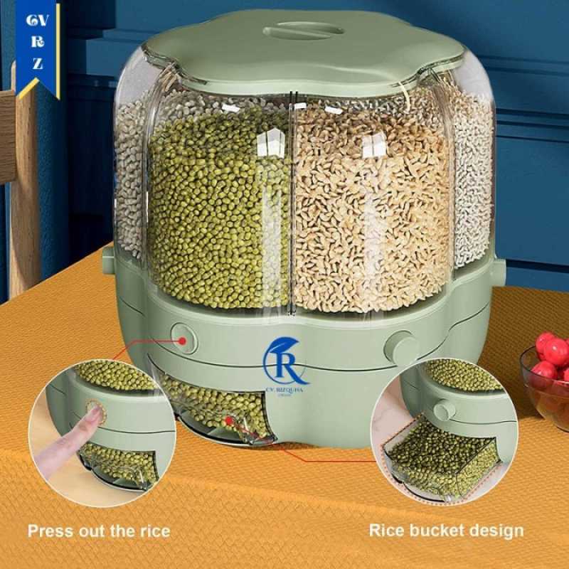 Promo Dispenser Beras Rice Box 6 In 1 Model Putar 360 Wadah Penyimpanan ...