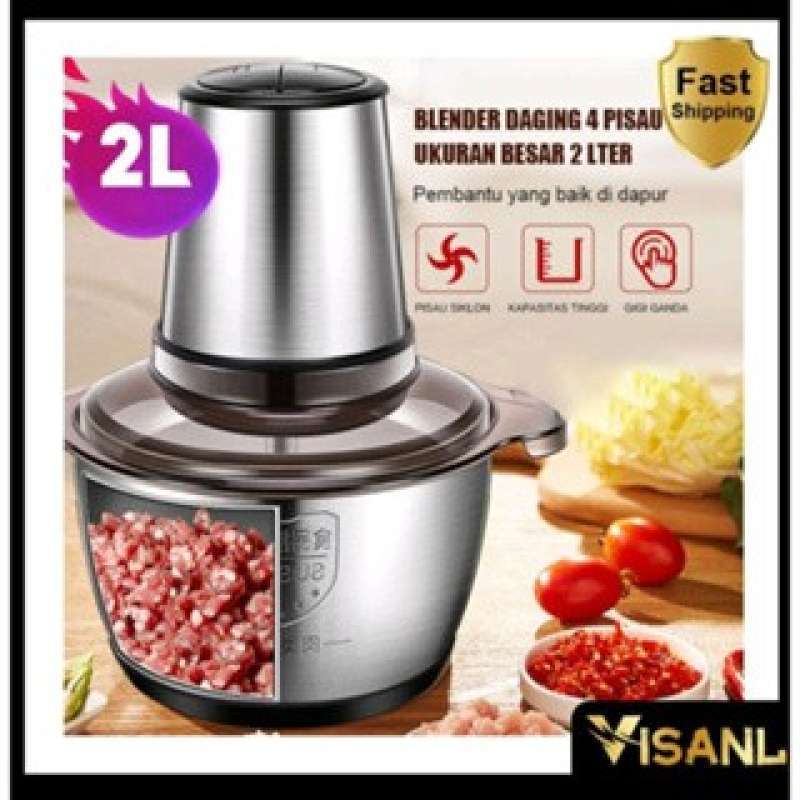 Promo Blender Chopper Stainless Steel 2l Penggiling Bumbu Daging Sayur ...