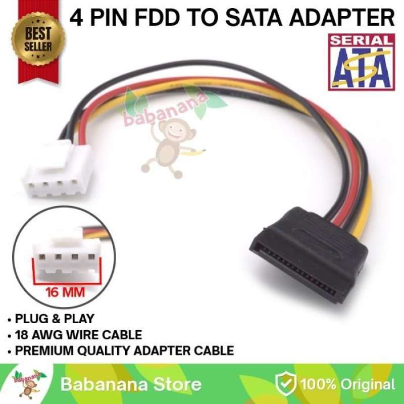 Kabel Power Sata Adapter to Pin FDD Converter Cable HDD SSD