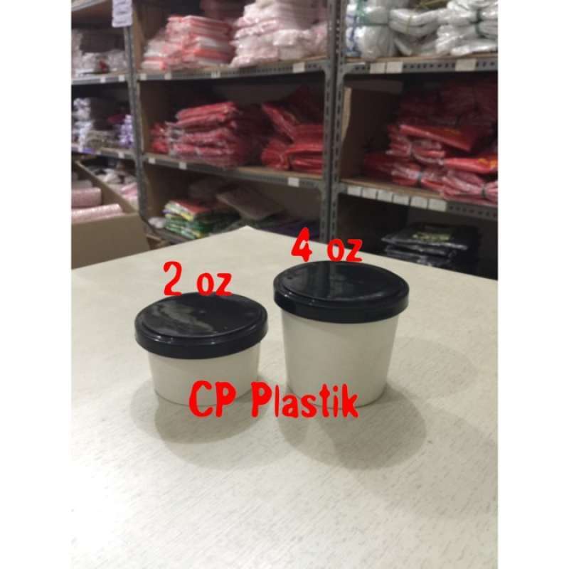 Jual Paper Cup Ice Cream + Tutup Tebal + Sendok Uk. 4 Oz (isi 50 Pcs ...
