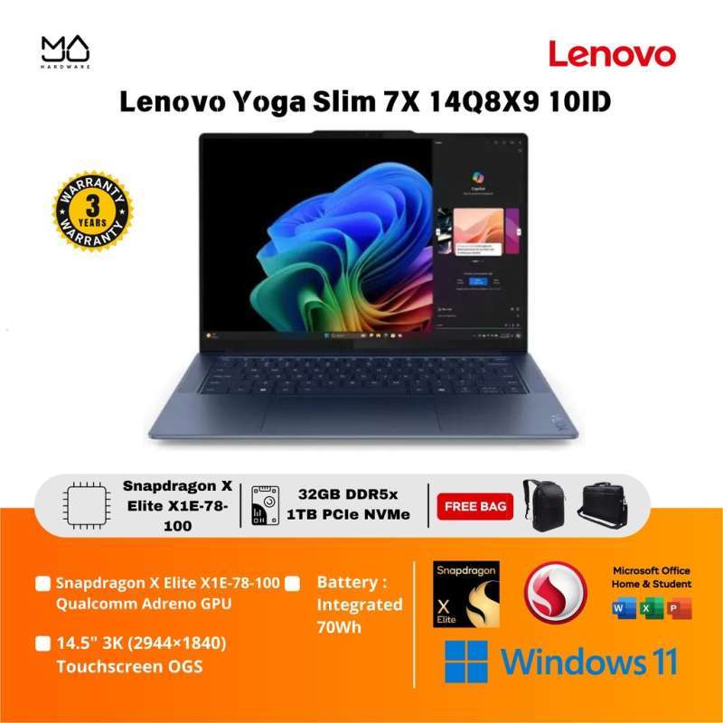 Laptop Lenovo Yoga Slim 14Q8X9 10ID Snapdragon 32GB 1TB W11+OHS21  Cosmic Blue