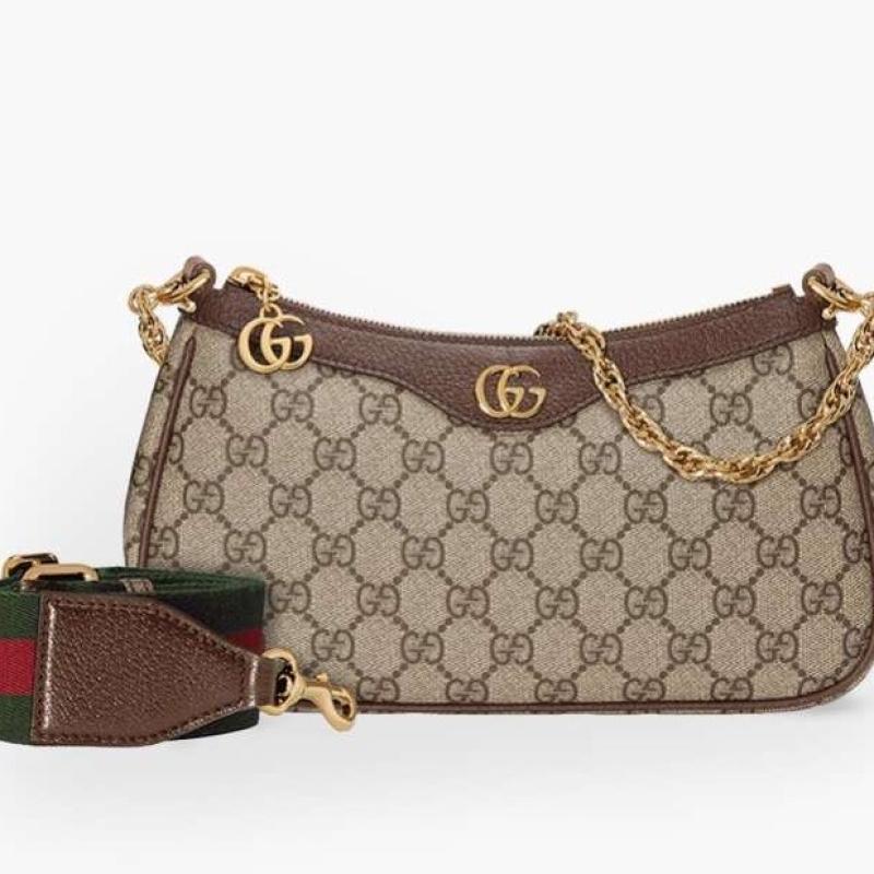 Gucci Small Ophidia GG Supreme Handbag in Beige/Ebony/Brown Adjustable  Canvas Shoulder Strap