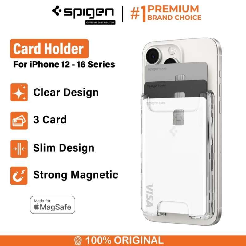 Card Holder Stand Magnetic iPhone 16 15 14 13 12 Spigen Zero One Magsafe  Dompet Wallet Kartu Kulit UH CLEAR
