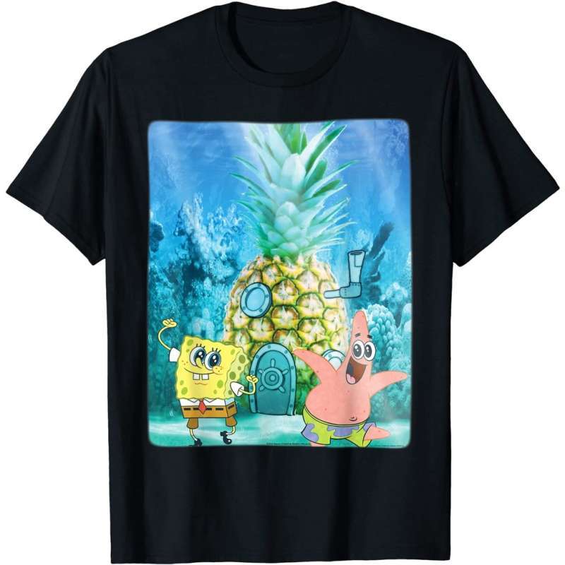Kaos Baju Distro SpongeBob SquarePants Fish Bowl ,Pria Wanita Bahan  Cotton Combed 24'S Tebal Adem