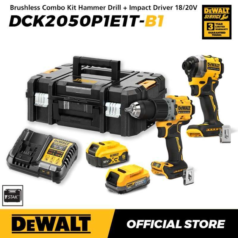 Dewalt Brushless Combo Kit Hammer Drill (DCD805) Impact Driver (DCF850)  18/20V Max DCK2050P1E1T-B1