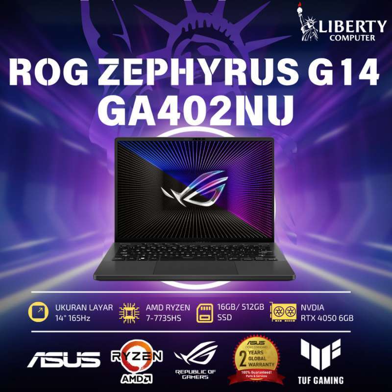 Asus ROG Zephyrus G14 GA402NU-R745G6G-O /AMD Ryzen 7-7735HS/16GB/512GB  SSD/RTX4050 6GB/14″ QHD+ 165Hz/Win 11 Home+OHS 2021/Eclipse Gray