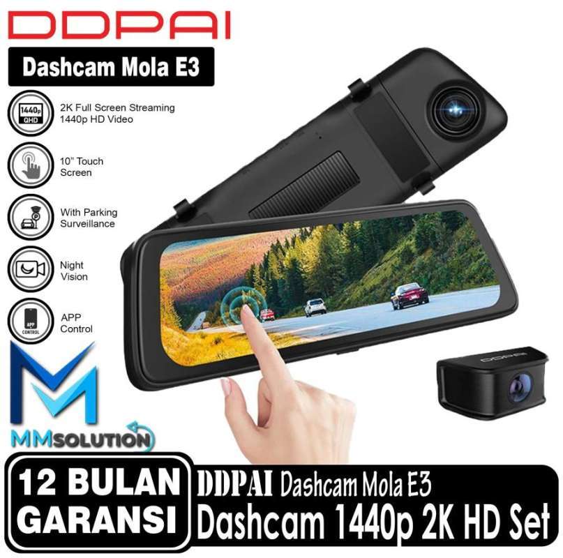 DDPAI Mola E3 Dashcam 1440p 2K HD 24 jam Monitor Parkir Depan&Belakang