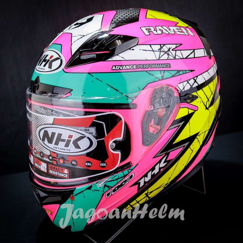 NHK HELM RX9 RAVEN SE PINK FLUO TOSCA YELLOW RX-9 DOUBLE VISOR