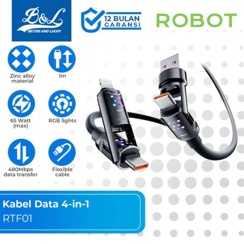 Jual Robot Rtf01 Kabel Data 4-in-1 Usb/type-c To Type-c/lightning Pd ...