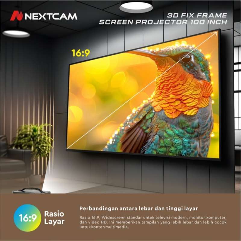 Promo Nextcam Layar Proyektor Bingkai 100 Screen Projector 100inchi ...