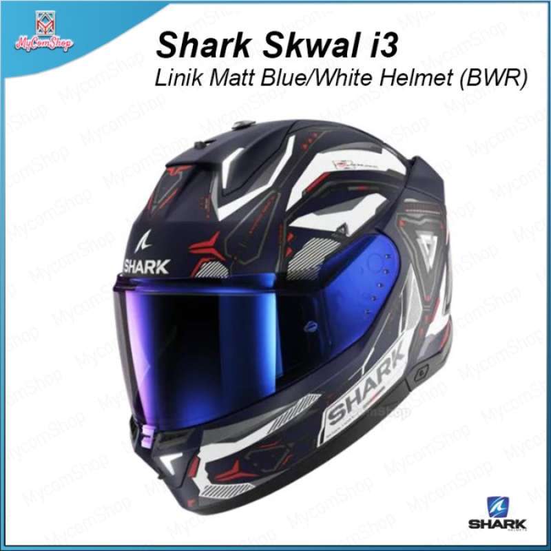 Jual Shark Skwal I3 Linik Matt Blue White Full Face Helmet Bwr Di