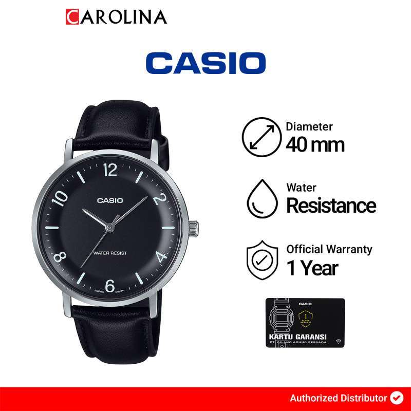Casio MTP-VT03L-1B - Reloj analógico de 3 manos con correa de piel