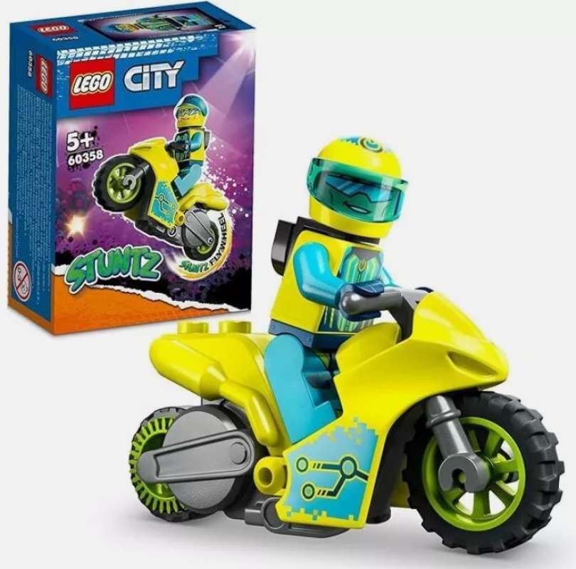 LEGO City Stuntz 60358 Cyber Stunt Bike Set Building Kid Toy Motorbike  Town Speed Motorcycle Minifigure Rider Model Mainan Motor Anak