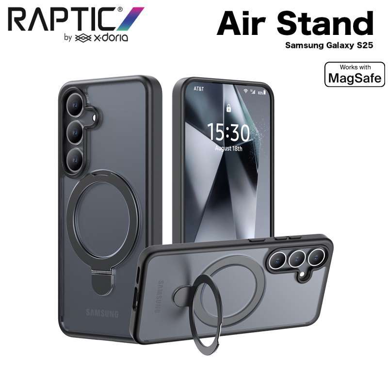 Casing Samsung Galaxy S25 XDoria Raptic Air Stand Case with MagSafe Black  Frosted