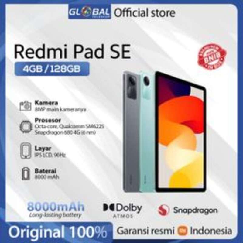 Xiaomi Redmi Pad SE 8.7 Inch, 4GB/128GB dengan Audio Dolby Atmos dan AI Face Unlock, Ideal untuk Konsumsi Hiburan dan Edukasi