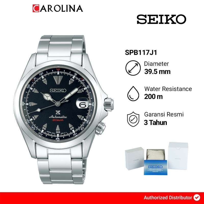 Jam Tangan Pria Seiko Prospex Alpinist SPB117J1 Automatic Black Dial  Stainless Steel Strap